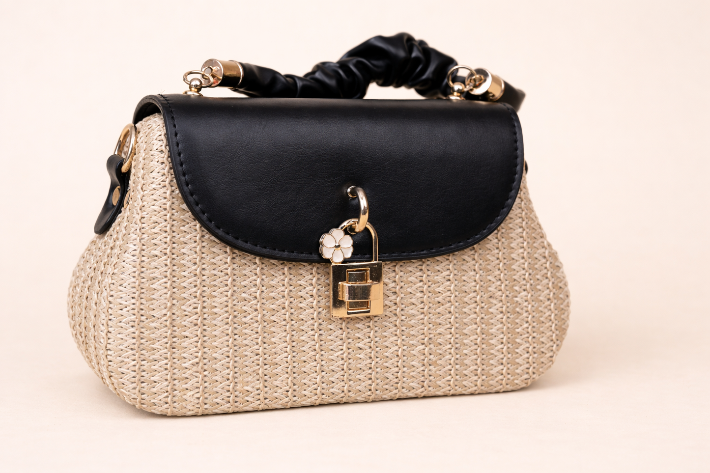 Noir Weave Mini Top Handle Bag