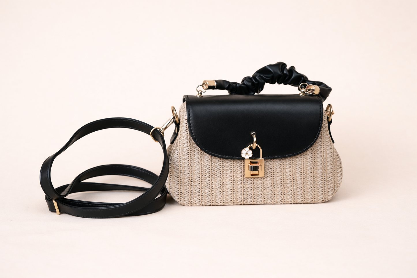Noir Weave Mini Top Handle Bag
