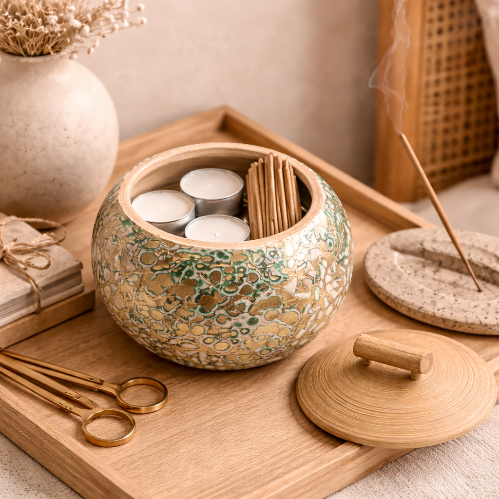 Verde Éclat Gilded Mosaic Keepsake Jar