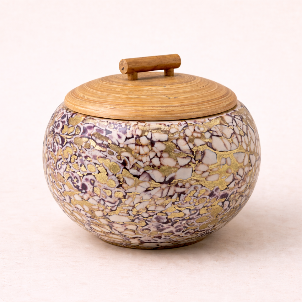 Élan Gilded Marble Ceramic Keepsake Jar