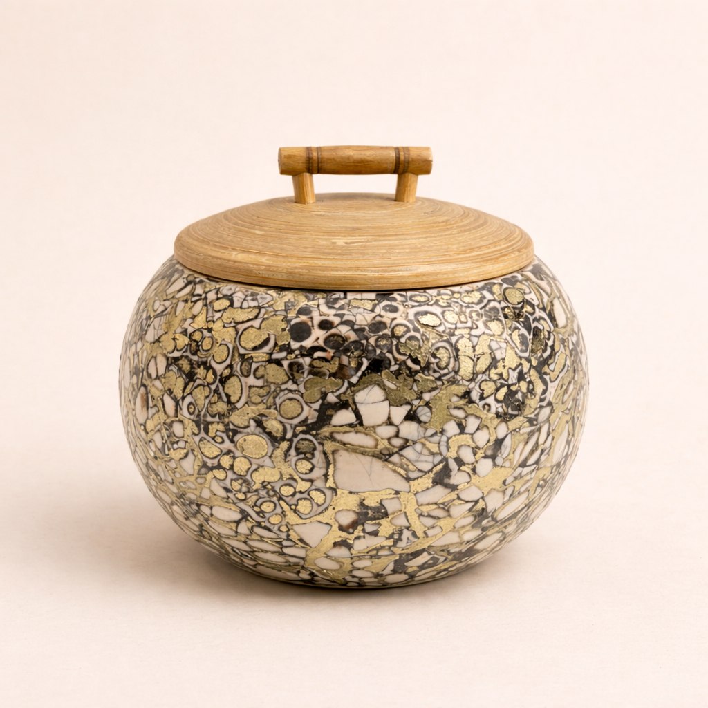 Noir Éclat Gilded Mosaic Keepsake Jar