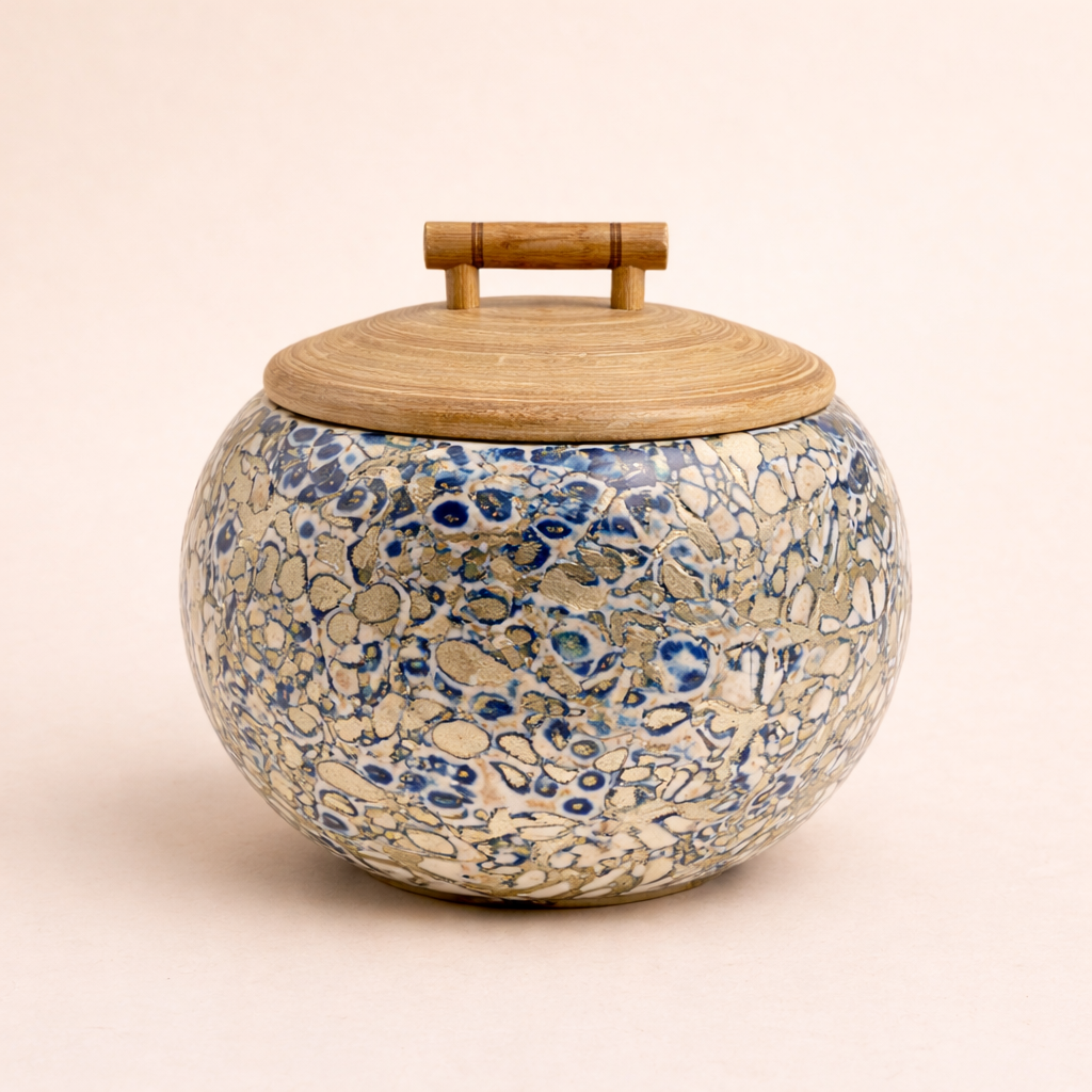 Azure Éclat Gilded Mosaic Keepsake Jar