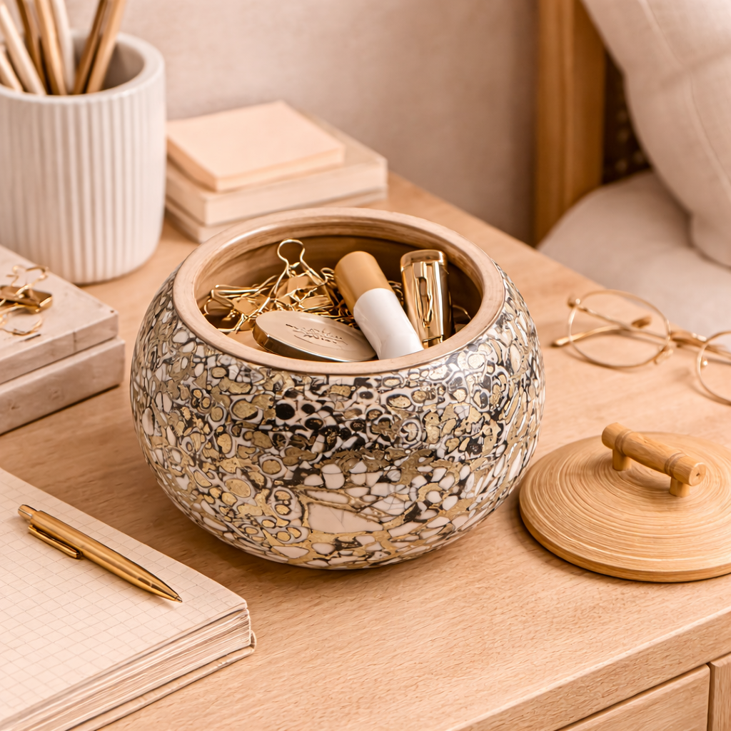 Noir Éclat Gilded Mosaic Keepsake Jar