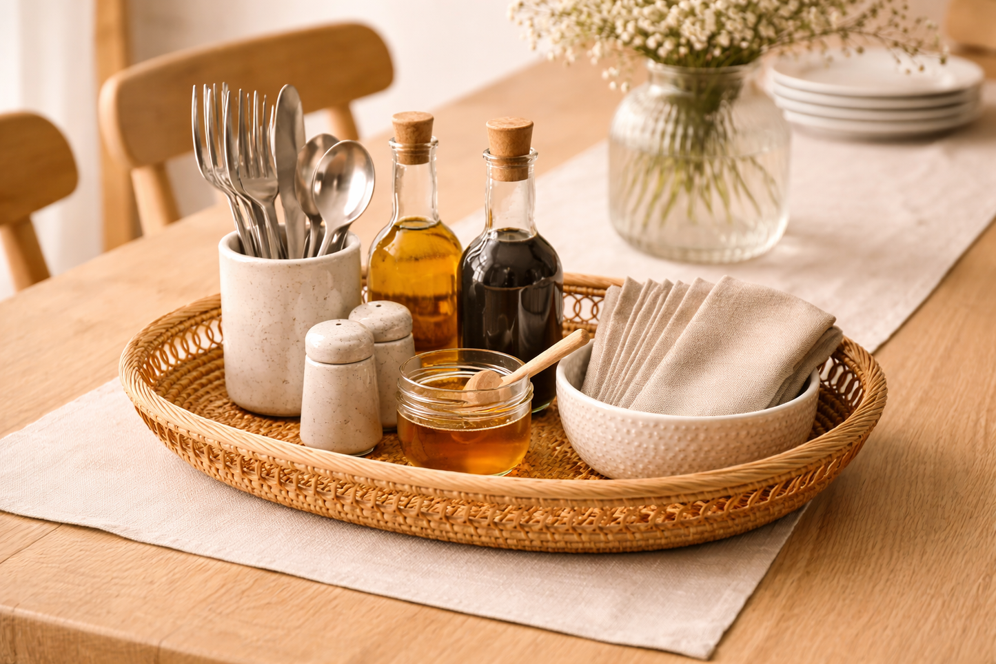 Elara Weave Handcrafted Rattan Oval Tray