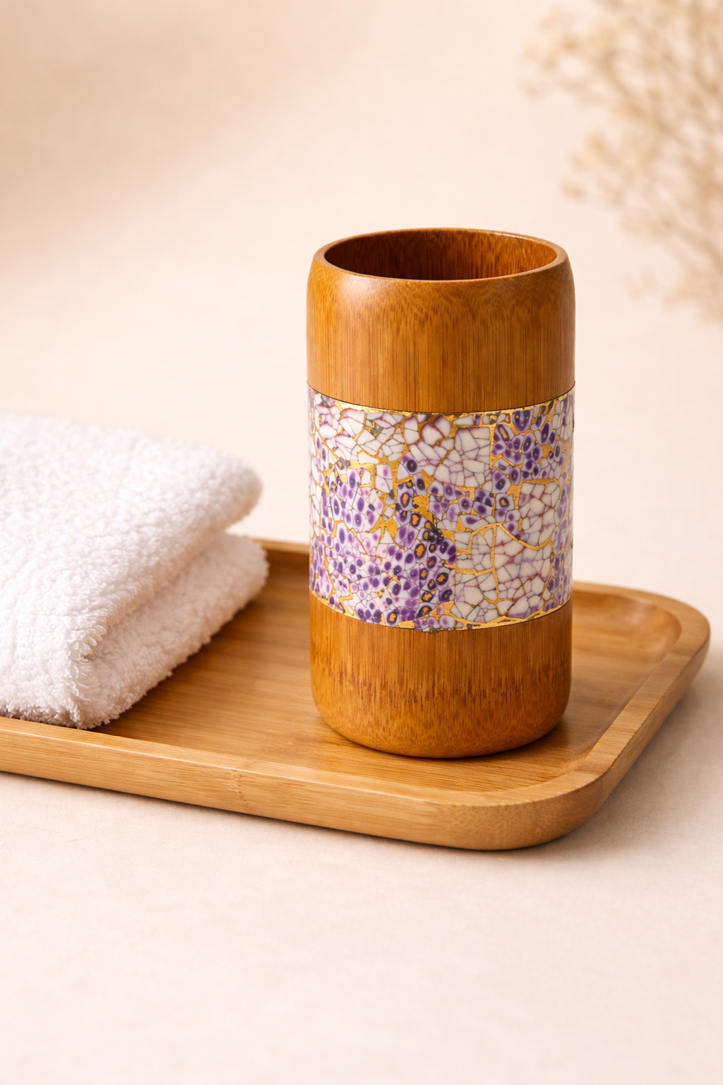 Aurelia Amethyst Kintsugi Bamboo Holder