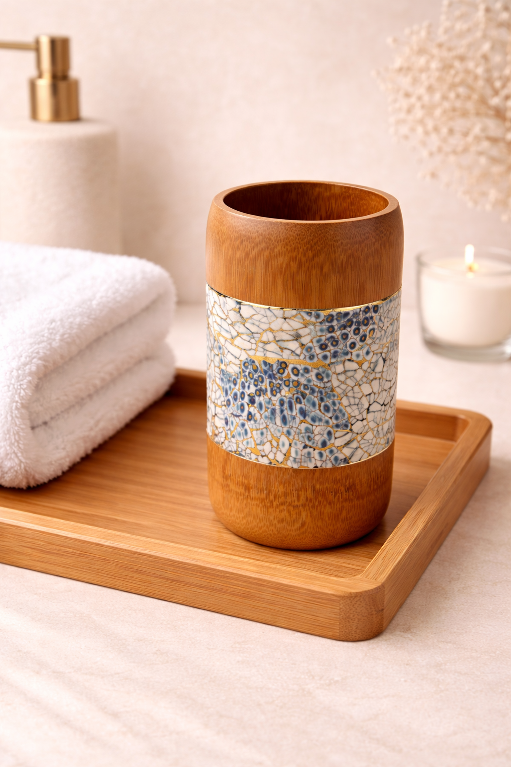 Aurelia Azure Kintsugi Bamboo Holder