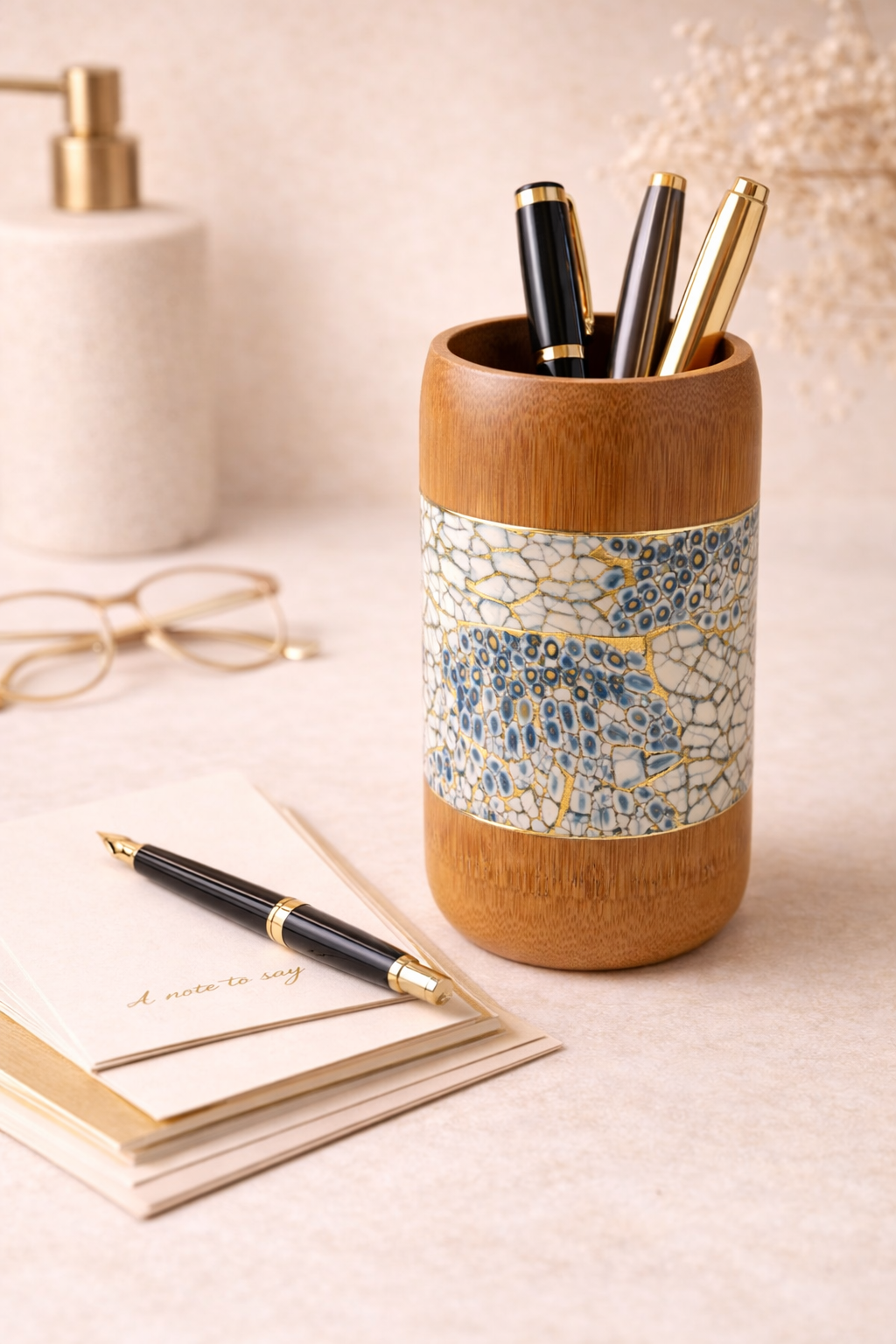 Aurelia Azure Kintsugi Bamboo Holder