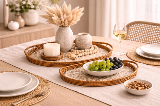 Aurelia Weave Inlay Serving Tray Set (Set of 3)