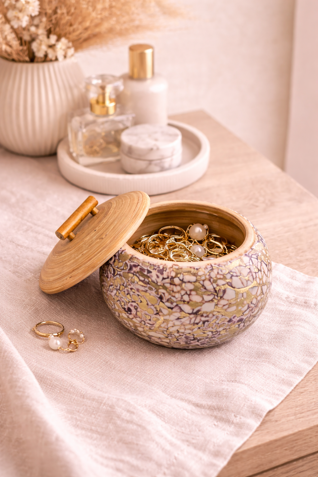 Élan Gilded Marble Ceramic Keepsake Jar