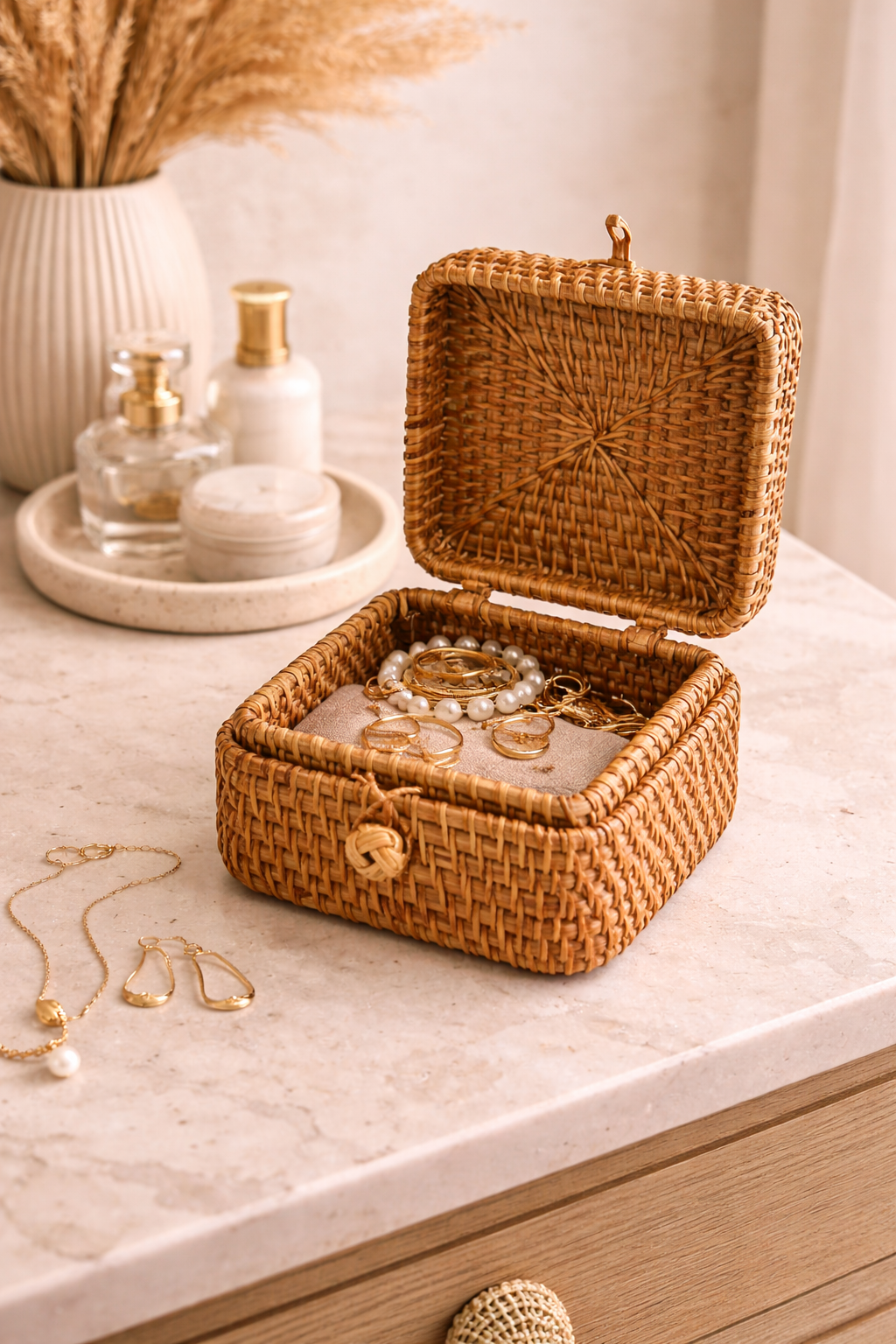 Aurelia Handwoven Rattan Keepsake Box