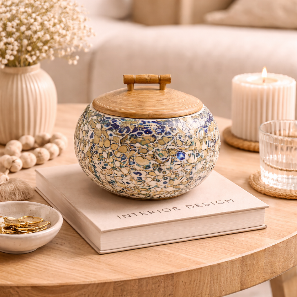Azure Éclat Gilded Mosaic Keepsake Jar