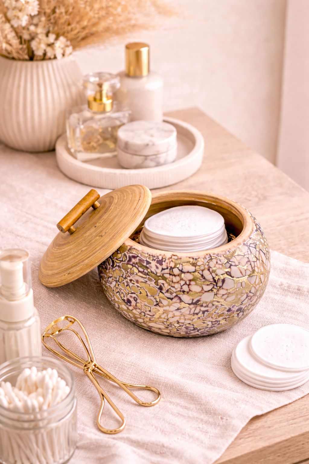 Élan Gilded Marble Ceramic Keepsake Jar