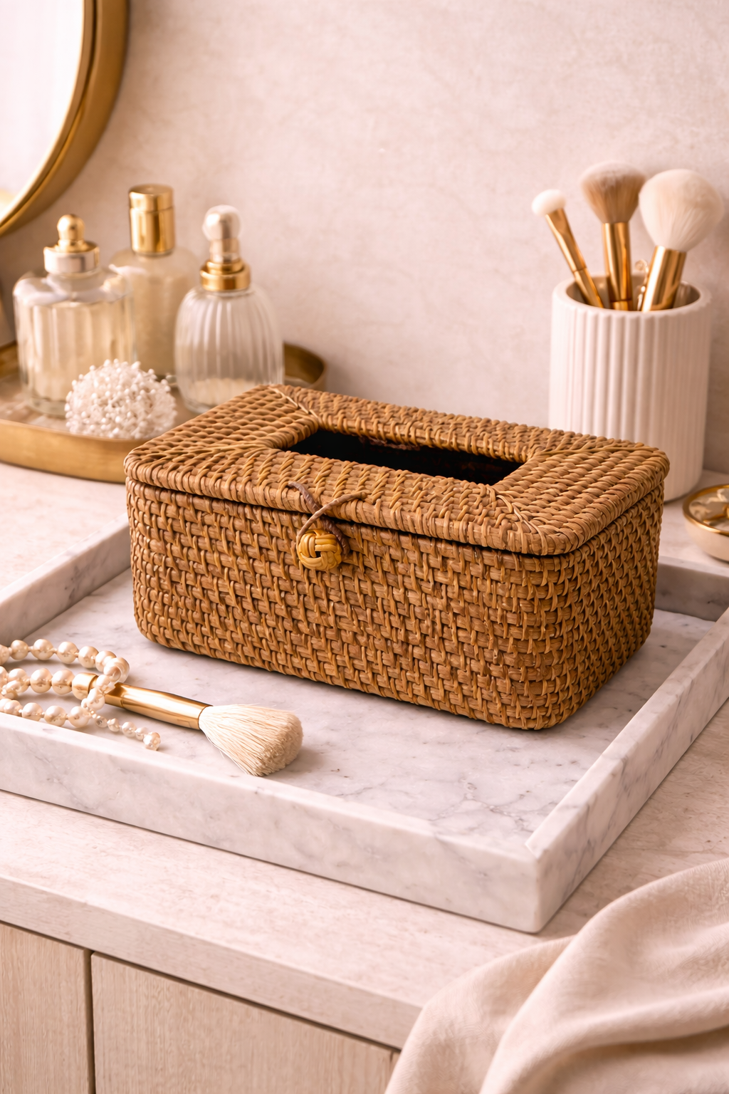 Aurelia Weave Handwoven Rattan Tissue Box Cover