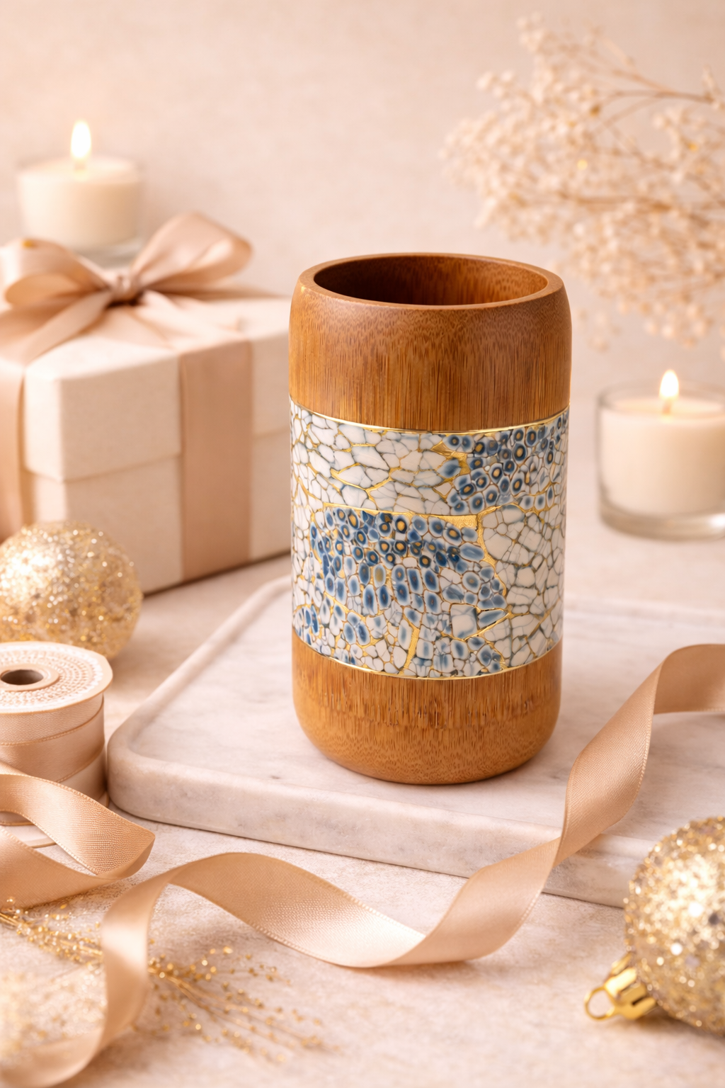 Aurelia Azure Kintsugi Bamboo Holder