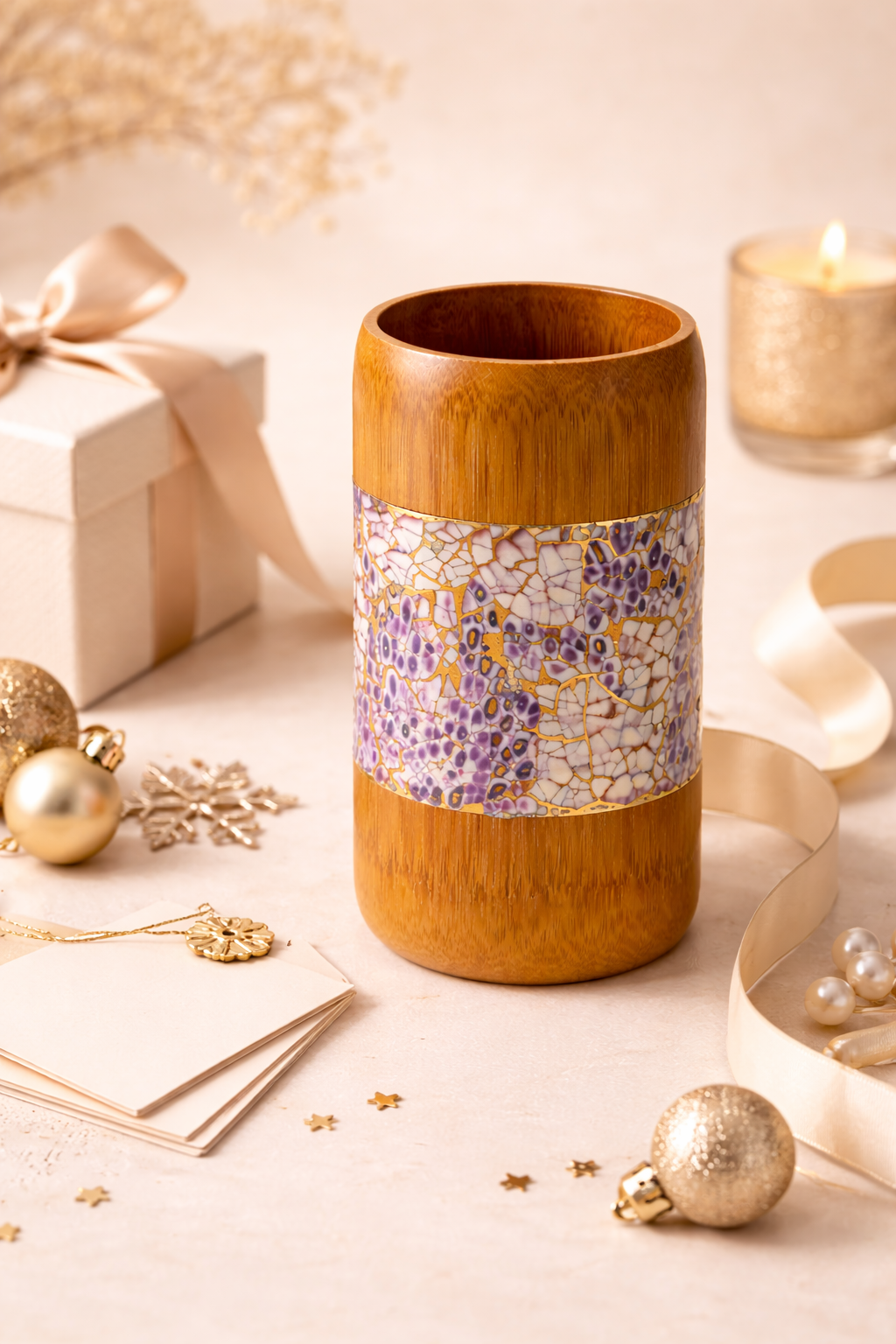 Aurelia Amethyst Kintsugi Bamboo Holder