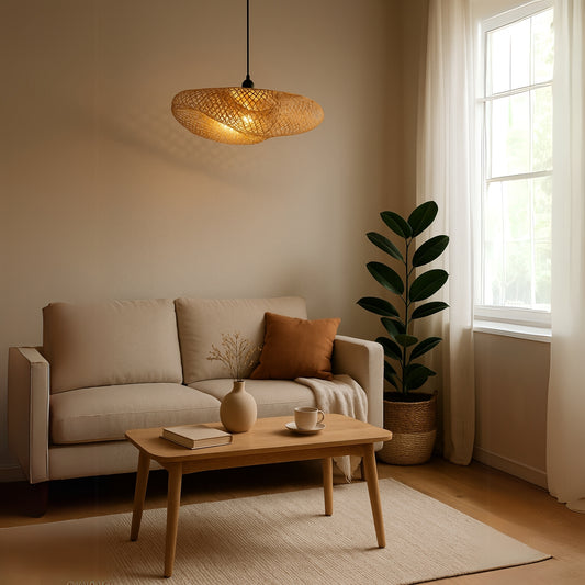 Aarna Sculpted Rattan Pendant