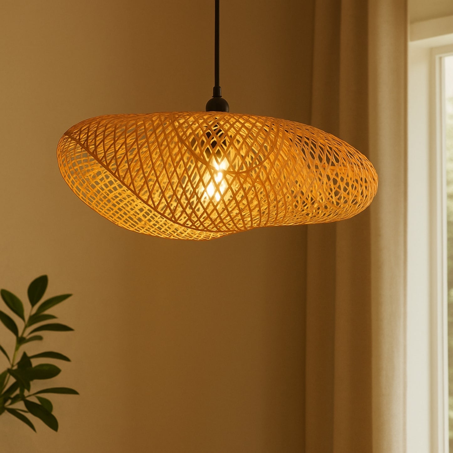 Aarna Sculpted Rattan Pendant