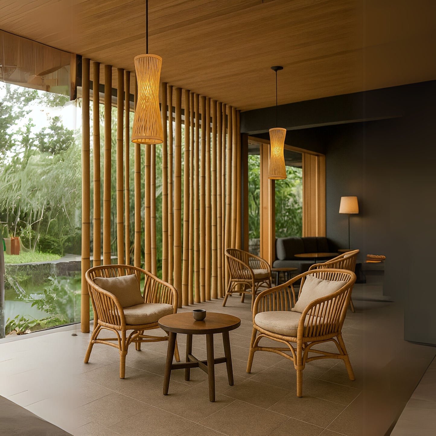 Kaida Twist Rattan Pendant Light