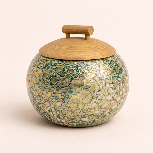 Verde Éclat Gilded Mosaic Keepsake Jar