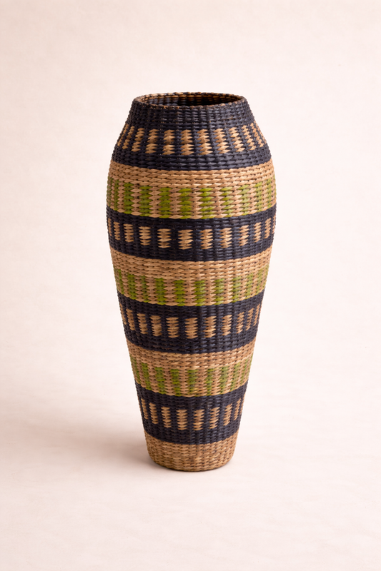 Aranya Weave Floor Vase – Artisan Striped Statement Vessel