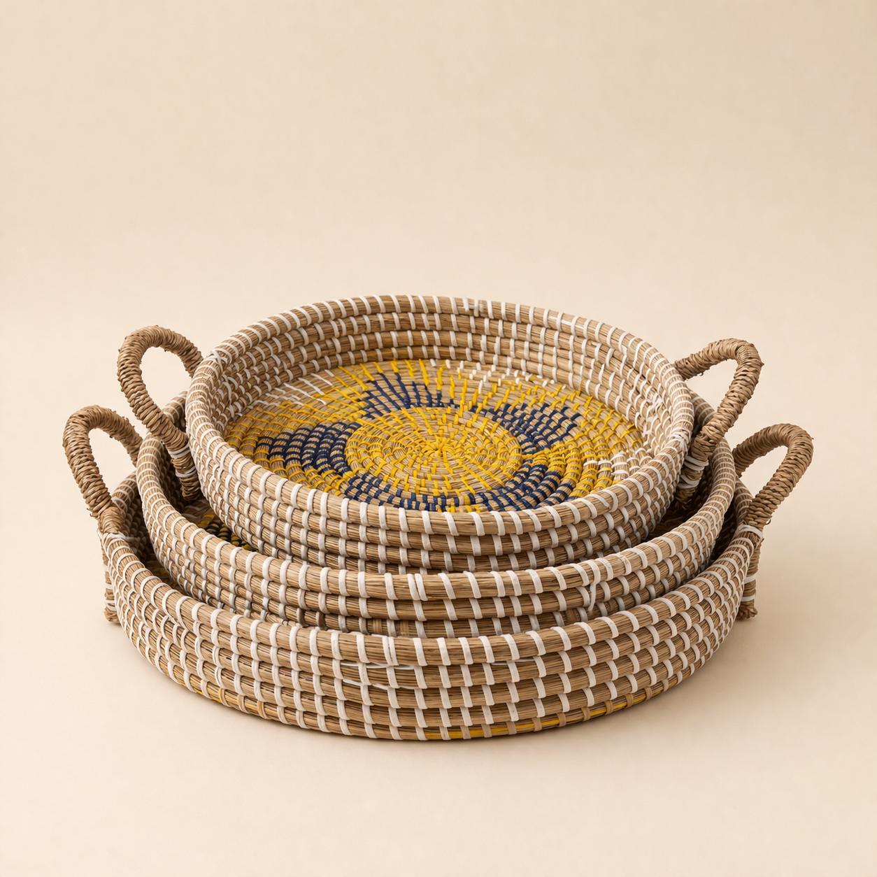 Solis Weave Artisan Serving Tray Set (Set of 3)