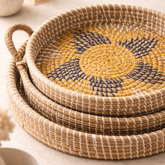 Solis Weave Artisan Serving Tray Set (Set of 3)
