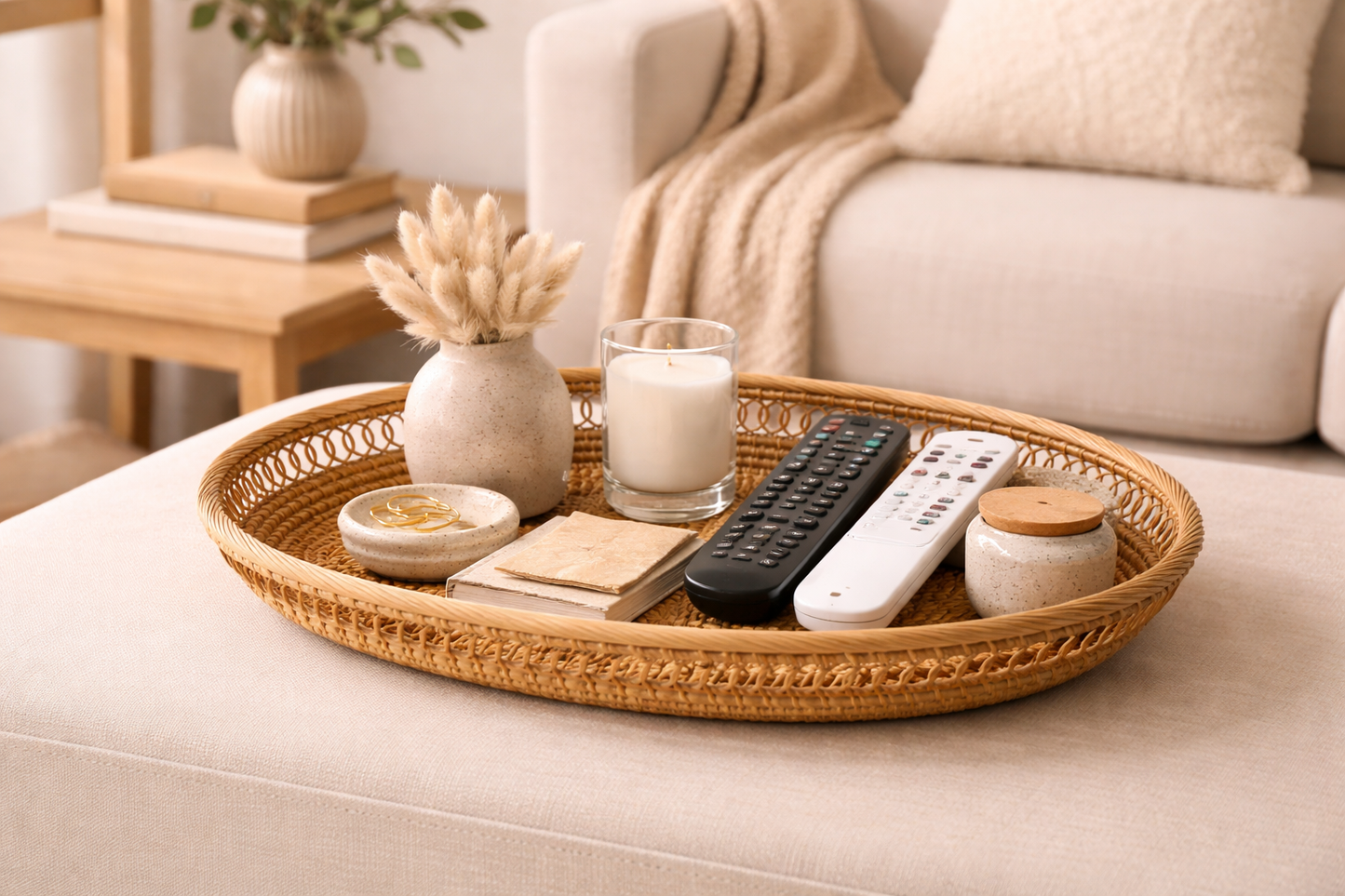 Elara Weave Handcrafted Rattan Oval Tray