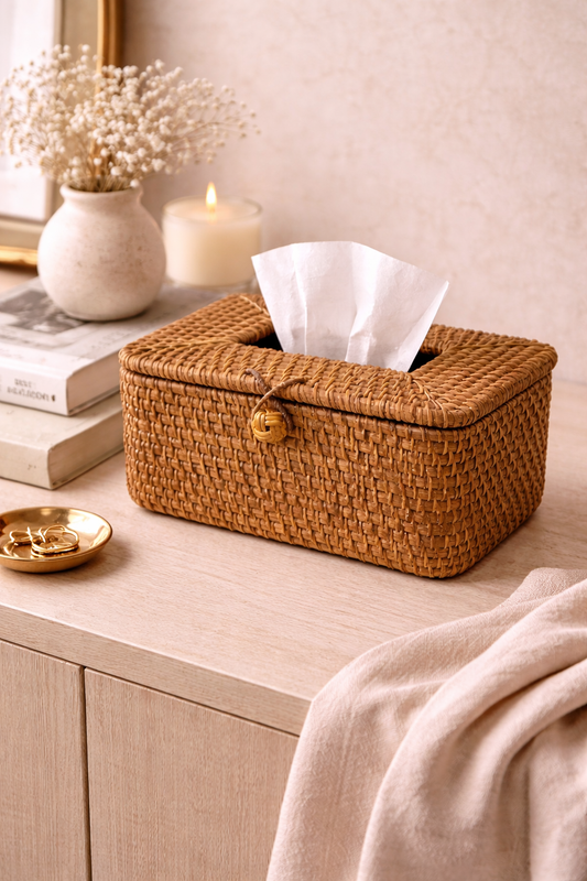 Aurelia Weave Handwoven Rattan Tissue Box Cover
