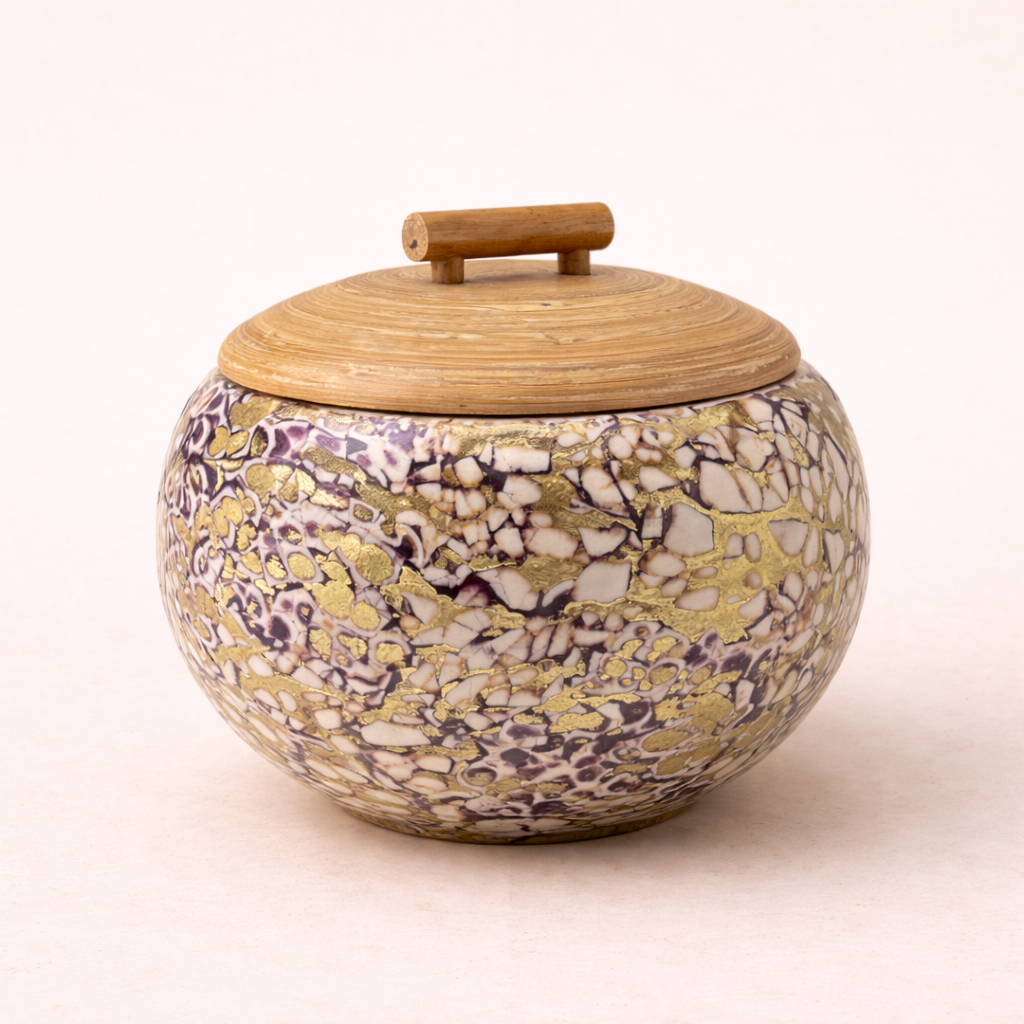 Élan Gilded Marble Ceramic Keepsake Jar