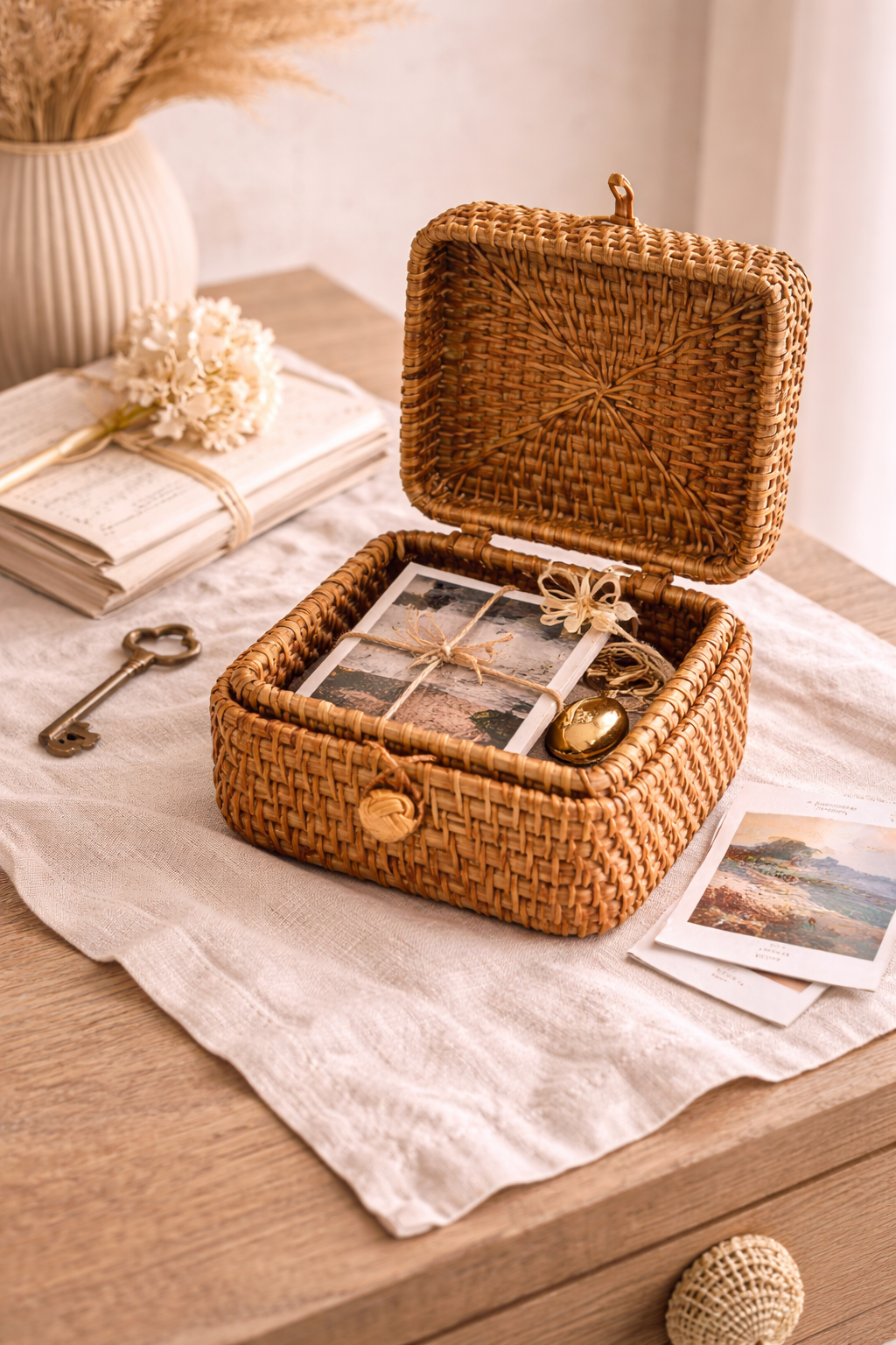 Aurelia Handwoven Rattan Keepsake Box