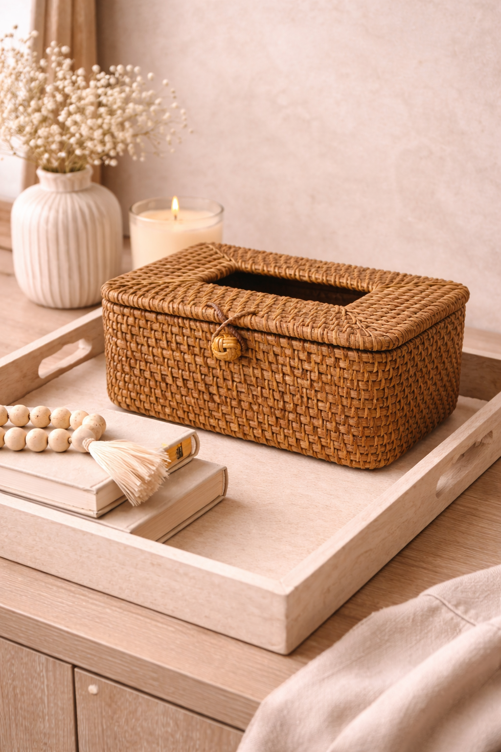 Aurelia Weave Handwoven Rattan Tissue Box Cover