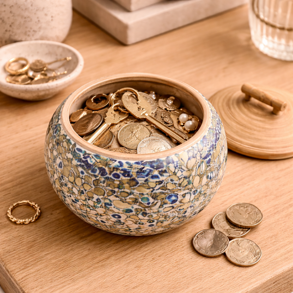 Azure Éclat Gilded Mosaic Keepsake Jar