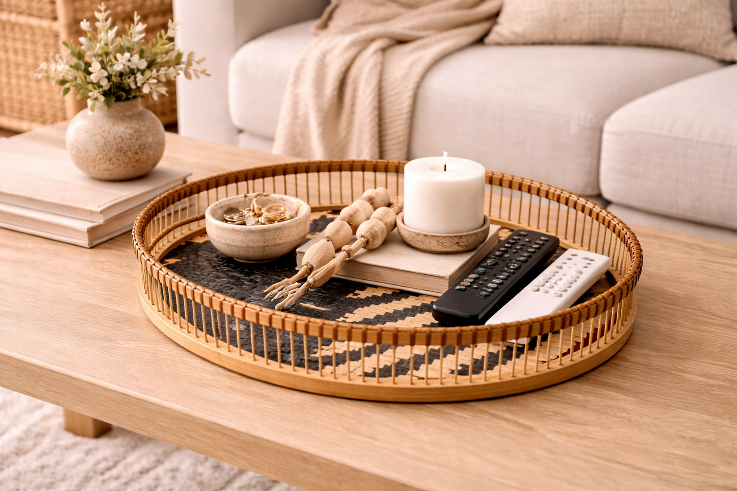 Kaia Loom Handcrafted Rattan Statement Tray