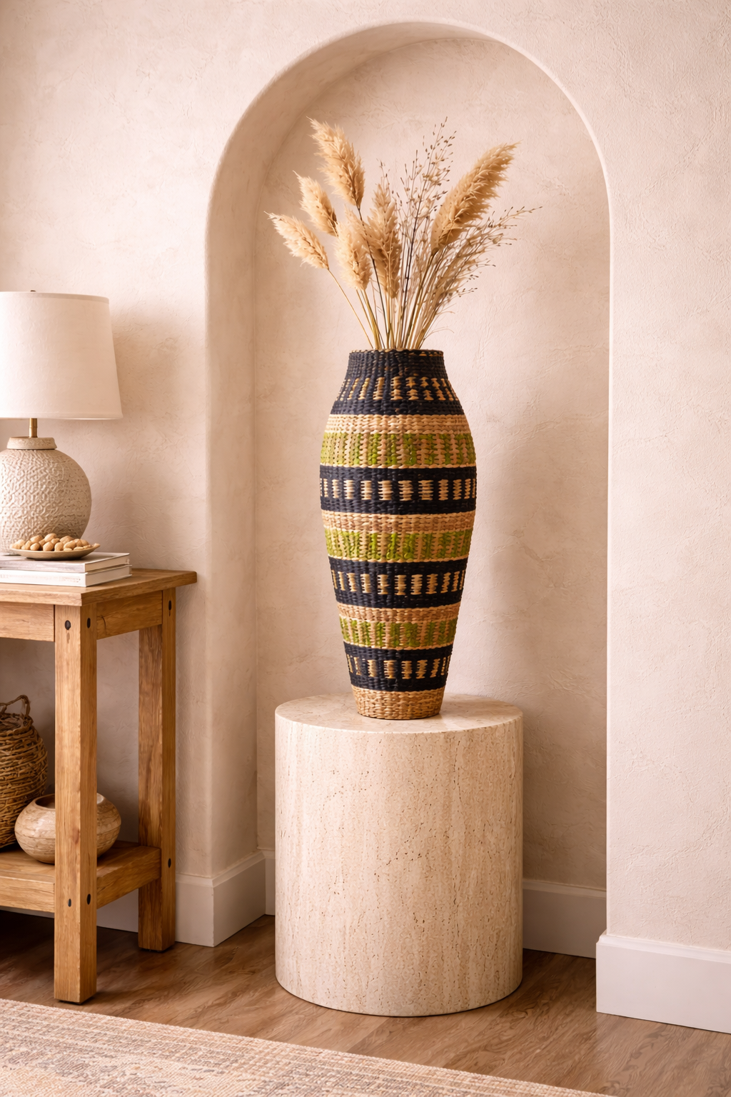 Aranya Weave Floor Vase – Artisan Striped Statement Vessel